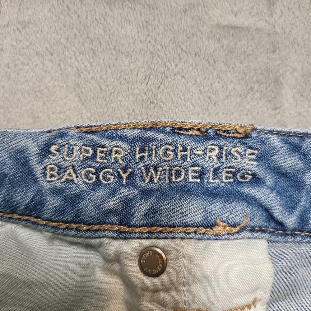 American Eagle Jeans Womens 18 Blue Super High-Rise Baggy Wide Leg Cargo - Picture 4 of 11